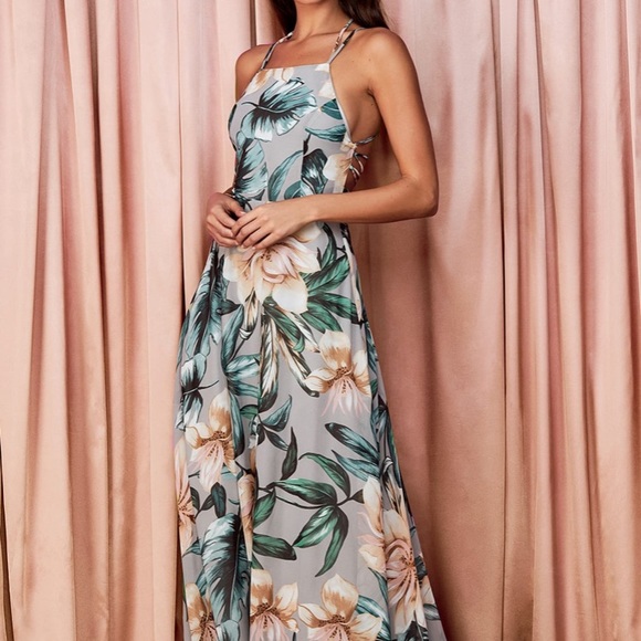 Lulus Dresses & Skirts - Lulus love abloom grey floral lace-up maxi dress